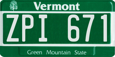 VT license plate ZPI671