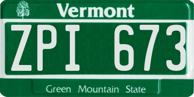 VT license plate ZPI673