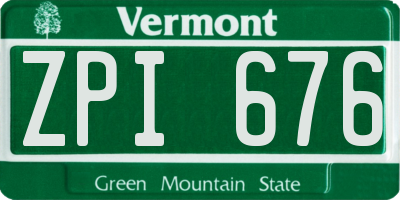 VT license plate ZPI676