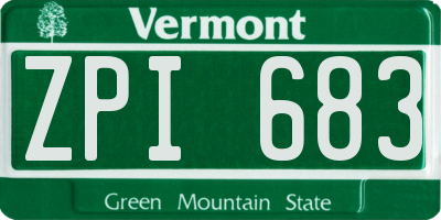 VT license plate ZPI683