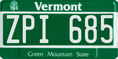 VT license plate ZPI685