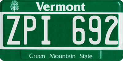 VT license plate ZPI692