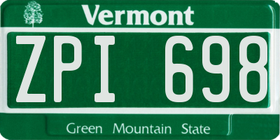 VT license plate ZPI698