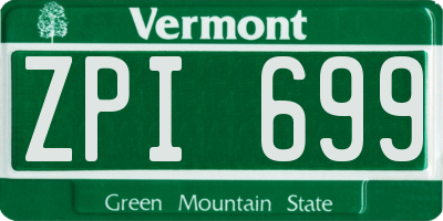 VT license plate ZPI699