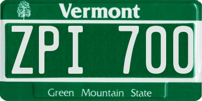 VT license plate ZPI700