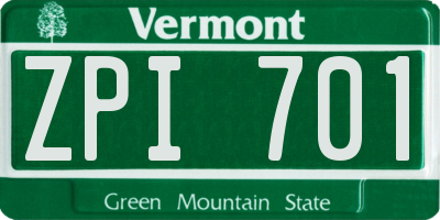 VT license plate ZPI701