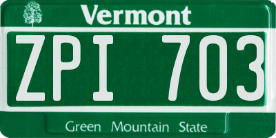 VT license plate ZPI703