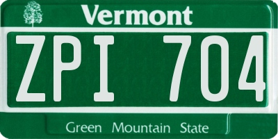 VT license plate ZPI704