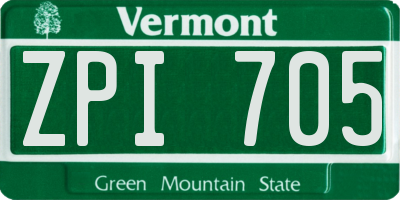 VT license plate ZPI705