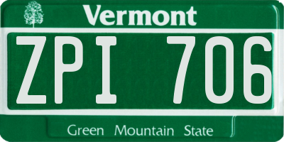 VT license plate ZPI706