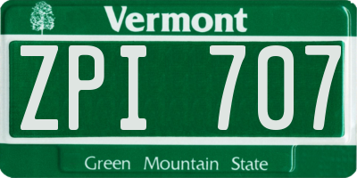 VT license plate ZPI707