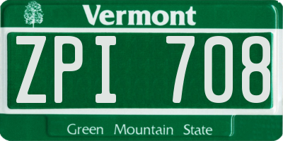 VT license plate ZPI708