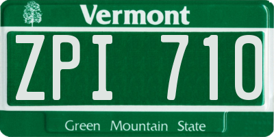 VT license plate ZPI710