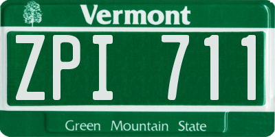 VT license plate ZPI711