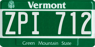 VT license plate ZPI712