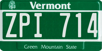 VT license plate ZPI714