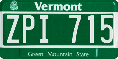 VT license plate ZPI715