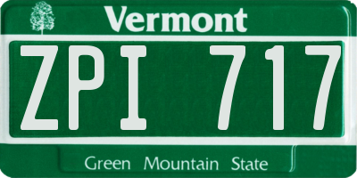 VT license plate ZPI717