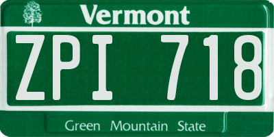 VT license plate ZPI718