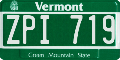 VT license plate ZPI719