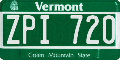 VT license plate ZPI720