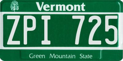 VT license plate ZPI725