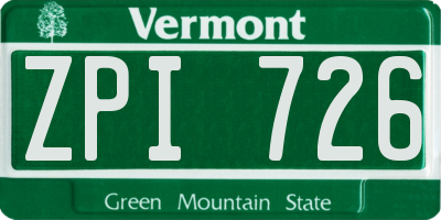 VT license plate ZPI726