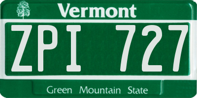 VT license plate ZPI727
