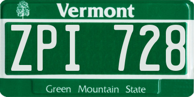 VT license plate ZPI728