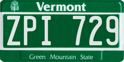 VT license plate ZPI729