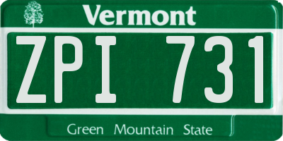 VT license plate ZPI731