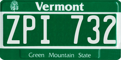 VT license plate ZPI732