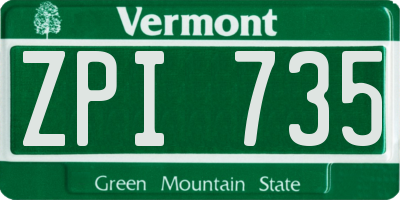 VT license plate ZPI735