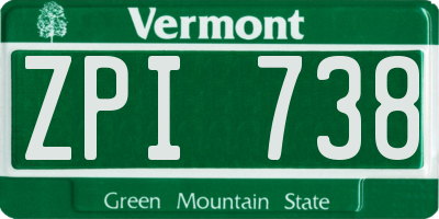 VT license plate ZPI738