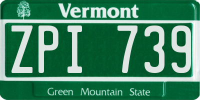 VT license plate ZPI739