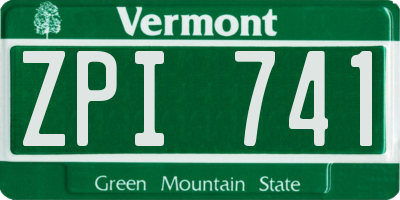 VT license plate ZPI741
