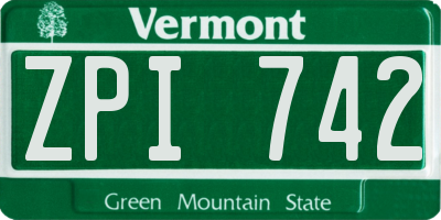 VT license plate ZPI742