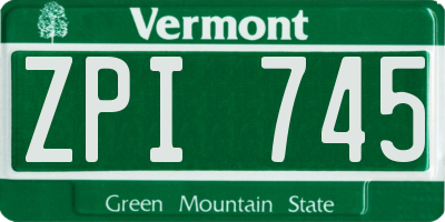 VT license plate ZPI745