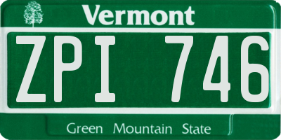 VT license plate ZPI746