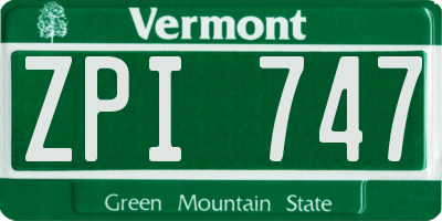 VT license plate ZPI747