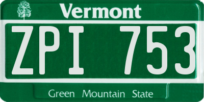 VT license plate ZPI753