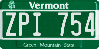 VT license plate ZPI754