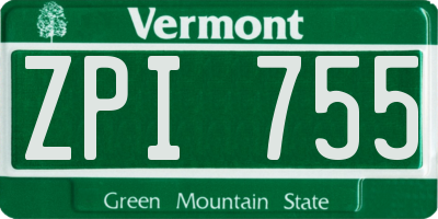 VT license plate ZPI755