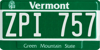 VT license plate ZPI757