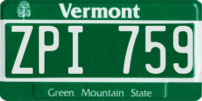 VT license plate ZPI759