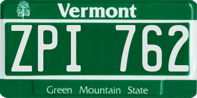VT license plate ZPI762
