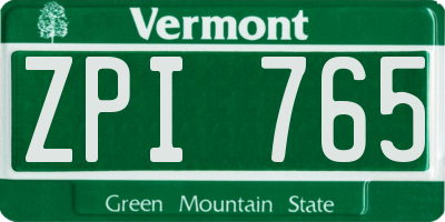 VT license plate ZPI765