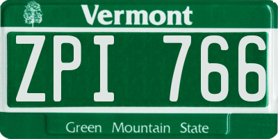 VT license plate ZPI766