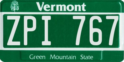 VT license plate ZPI767