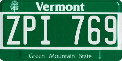 VT license plate ZPI769